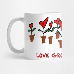 Little Hearts in flowerpots, Love Grows Mug